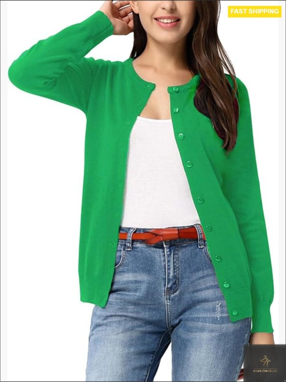 Long Sleeve Knit Cardigan Open Front Button Down Casual Chic Slim Fit